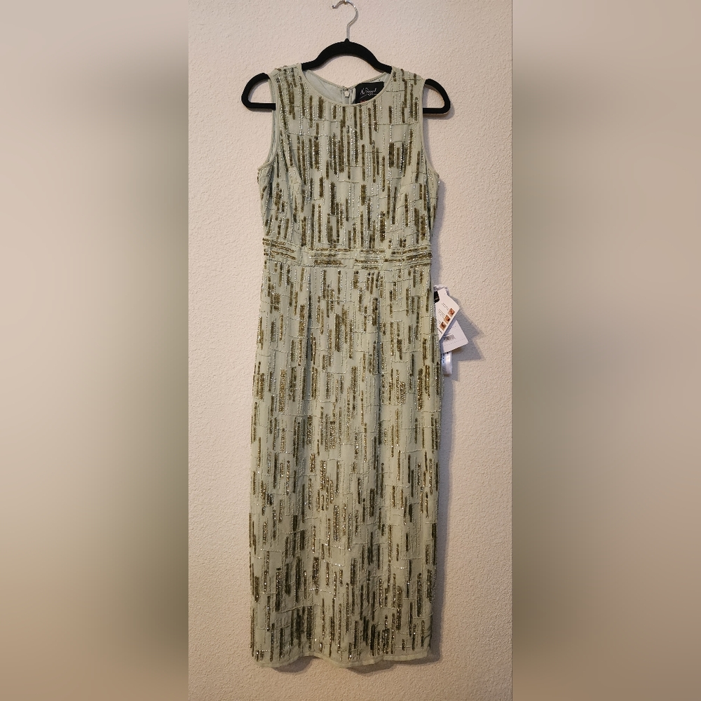 Nwt MAC DUGGAL Beaded Sheath Midi Dress